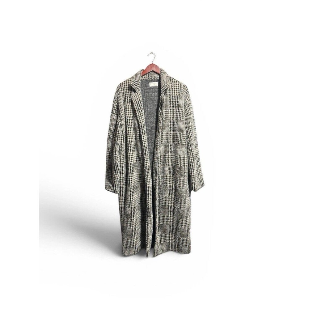 Z Supply Mason Houndstooth Long Coat Women’s Large Cozy Knit Long Overcoat
